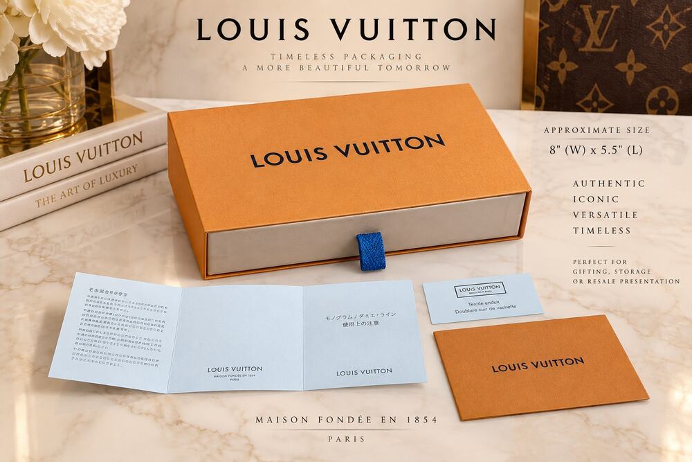 Authentic Louis Vuitton Empty Gift Box Drawer Cards Paperwork 8x5.5